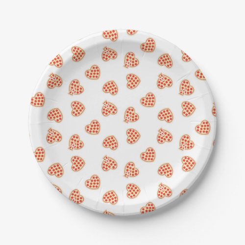 Heart Pepperoni Pizza Pattern Paper Plates