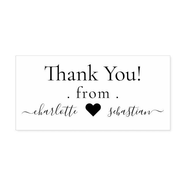 Heart  Personalized Thank You Elegant Scroll Text Rubber Stamp (Imprint)