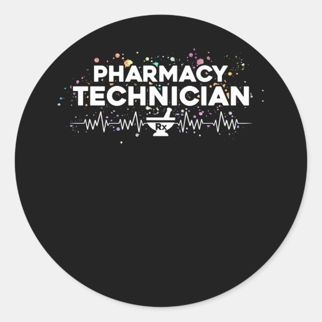Heart Pharmacy Technician Pharmacist Pharmacy Tech Classic Round Sticker (Front)