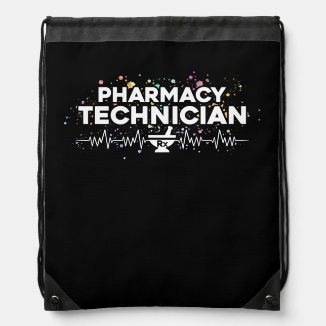 Heart Pharmacy Technician Pharmacist Pharmacy Tech Drawstring Bag (Front)