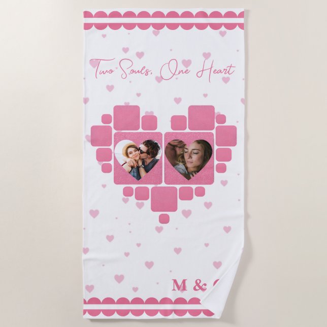 Heart Photo Blanket with Custom Pictures, Monogram (Front)