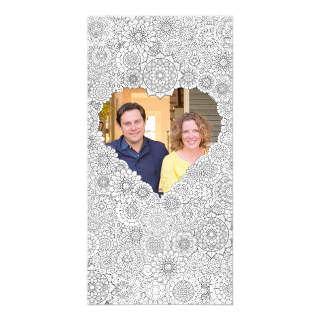 Heart Photo Card Adult Coloring Custom (Front)