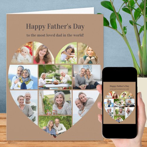Heart Photo Collage 11 Pic Fathers Day Card