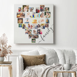 Heart Photo Collage 29 Family Picture Big Square Canvas Print