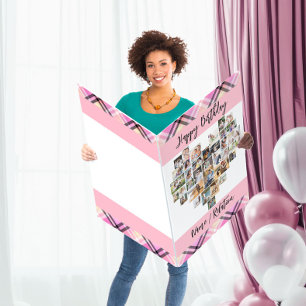 Heart Photo Collage 36 Pic Any Age Giant Birthday Card