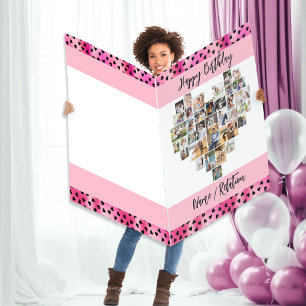 Heart Photo Collage 36 Pic Any Age Huge Birthday Card