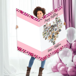Heart Photo Collage 36 Pic Any Age Huge Birthday Card