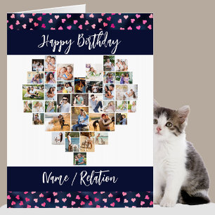 Heart Photo Collage 36 Pics Any Age Big Birthday Card