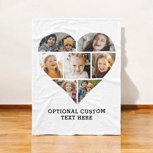 Heart Photo Collage 7 Picture Personalized Fleece Blanket