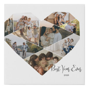 Heart Photo Collage 9 Photos  Faux Canvas Print
