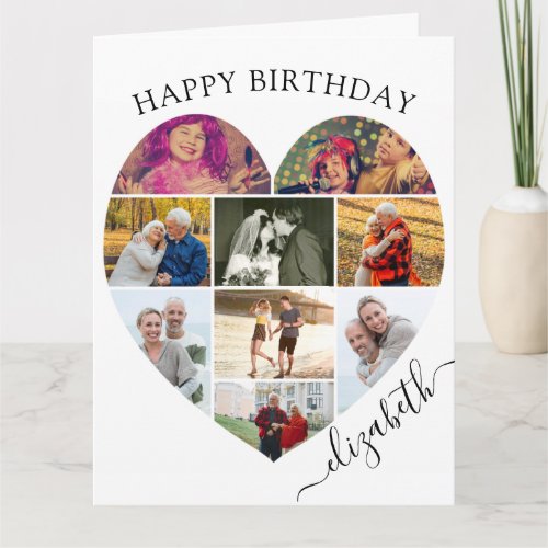 Heart Photo Collage 9 Picture Script Name Birthday