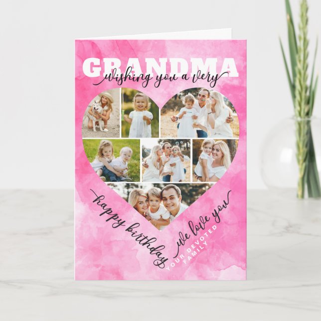 Heart Photo Collage Birthday Card – Loving Group G (Front)