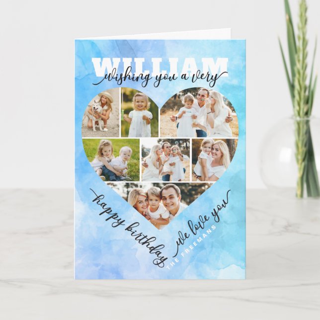 Heart Photo Collage Birthday Card – Loving Group G (Front)