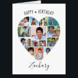 Heart Photo Collage Birthday Personalized Script Card<br><div class="desc">Celebrate a birthday with BIG memories on a BIG jumbo-sized photo collage greeting card! Customize with your personal greeting and well wishes as all text is editable on the cover as well as inside and on the back. The design features a photo collage in a heart shape on the front...</div>