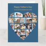 Heart Photo Collage Blue Personalized Fathers Day Card