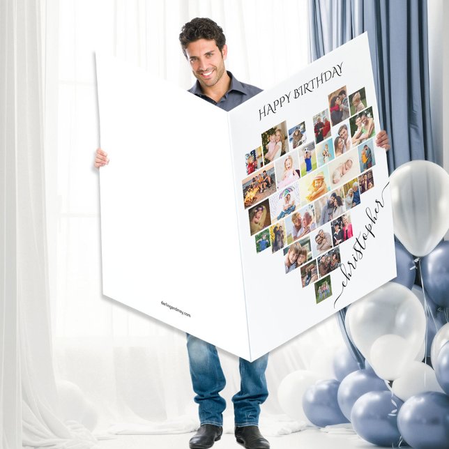 Heart Photo Collage Giant Personalized Birthday Card (Creator Uploaded)