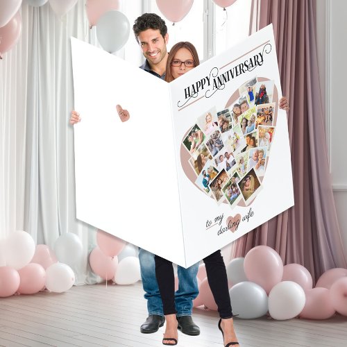 Heart Photo Collage Giant Wedding Anniversary Card