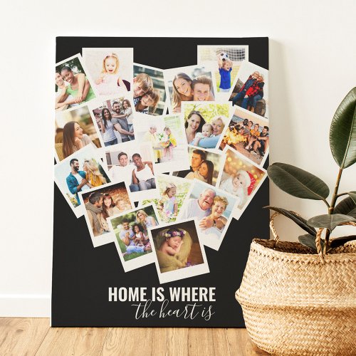 Heart Photo Collage  Home is Where the Heart is Canvas Print
