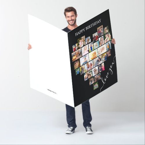 Heart Photo Collage Jumbo Happy Birthday Card