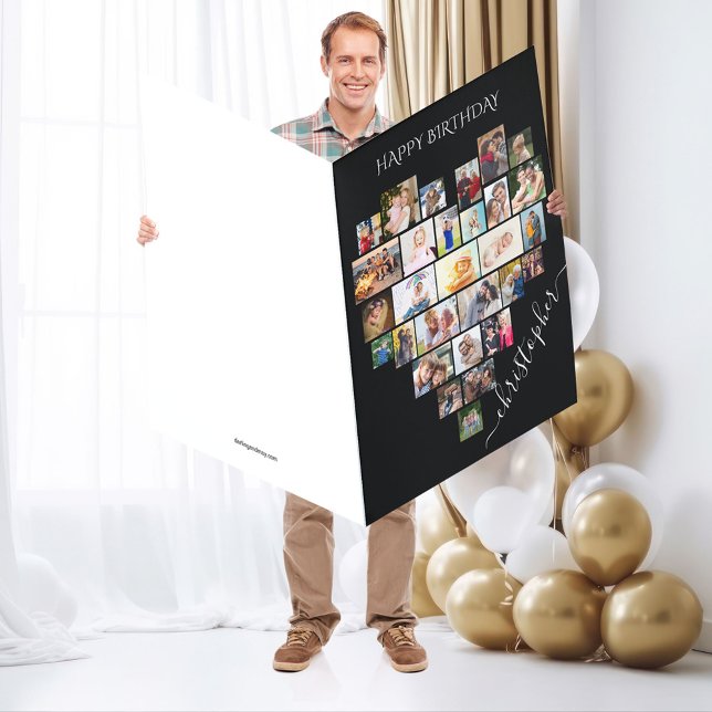 Heart Photo Collage Jumbo Personalized Birthday Card (Creator Uploaded)