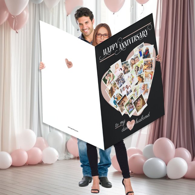 Heart Photo Collage Jumbo Wedding Anniversary Card (Creator Uploaded)