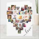 Heart Photo Collage Love Script Anniversary Card<br><div class="desc">Unique photo card with love heart photo collage - perfect for a wedding anniversary or editable for any occasion. The photo template is set up for you to add your pictures, working in rows from top to bottom. The photo collage holds 29 photos which are displayed in a mix of...</div>