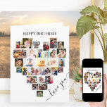 Heart Photo Collage Love Script Birthday Card<br><div class="desc">Say Happy Birthday with a love heart photo collage card. The photo template is set up for you to add your pictures, working in rows from top to bottom. The photo collage holds 29 photos which are displayed in a mix of portrait, landscape and square / instagram formats. "love you"...</div>
