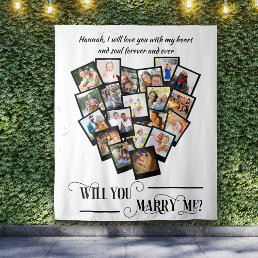 Heart Photo Collage Love You Marry Me Backdrop