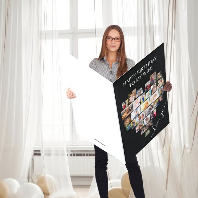 Heart Photo Collage Oversized Editable Birthday Card (Creator Uploaded)
