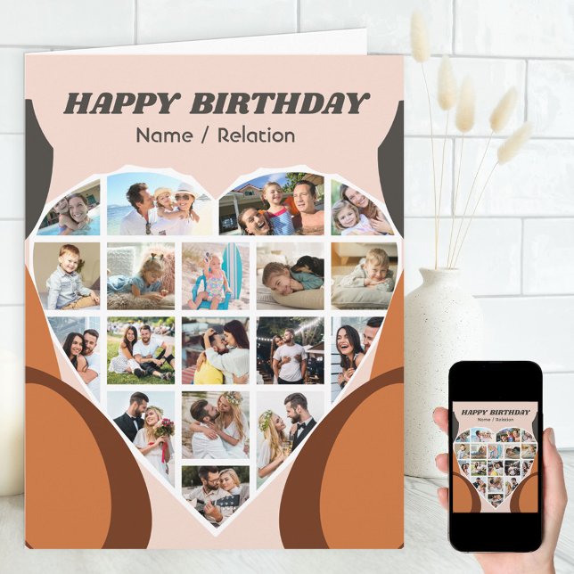 Heart Photo Collage Personalized Cool Birthday Card (Creator Uploaded)