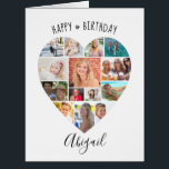 Heart Photo Collage Personalized Script Birthday<br><div class="desc">Celebrate a birthday with BIG memories on a BIG photo collage greeting card! Customize with your personal greeting and well wishes as all text is editable on the cover as well as inside and on the back. The design features a photo collage in a heart shape on the front with...</div>