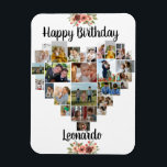 Heart Photo Collage Personalized Script Birthday Magnet<br><div class="desc">Say Happy Birthday with a love heart photo collage, personalized birthday card. The photo template is set up for you to add your pictures, working in rows from top to bottom. The photo collage holds 27 photos which are displayed in a mix of portrait, landscape and square. The name is...</div>