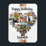 Heart Photo Collage Personalized Script Birthday Magnet<br><div class="desc">Say Happy Birthday with a love heart photo collage, personalized birthday card. The photo template is set up for you to add your pictures, working in rows from top to bottom. The photo collage holds 27 photos which are displayed in a mix of portrait, landscape and square. The name is...</div>