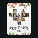 Heart Photo Collage Personalized Script Birthday Magnet<br><div class="desc">Say Happy Birthday with a love heart photo collage, personalized birthday card. The photo template is set up for you to add your pictures, working in rows from top to bottom. The photo collage holds 11 photos which are displayed in a mix of portrait, landscape and square. The name is...</div>