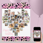 Heart Photo Collage Pink Hearts Any Age Birthay Card<br><div class="desc">Heart Photo Collage birthday card, suitable for any age, which you can personalize with up to 36 different photos. You can also add the birthday person's name on the front and your custom message inside. The heart shaped photo collage is made up of vertical, landscape and square pictures. If you...</div>
