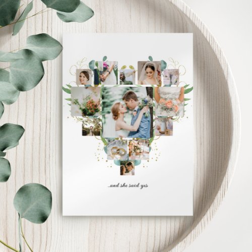 Heart Photo Collage Romantic Couple Wedding Invitation