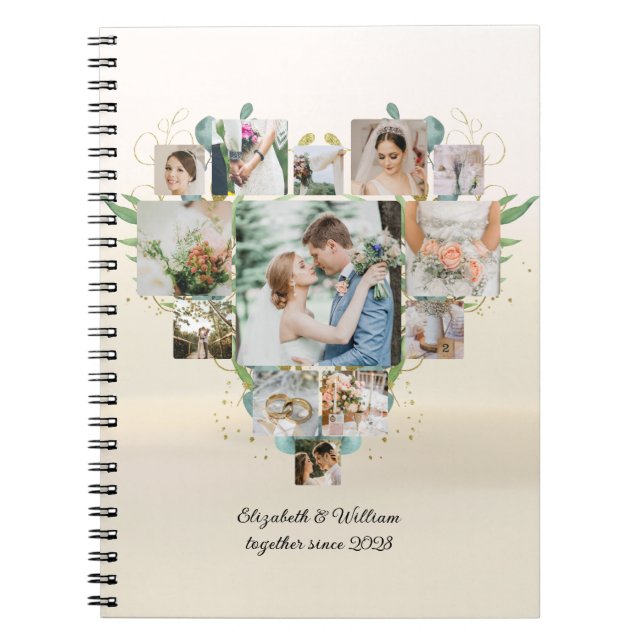 Heart Photo Collage Romantic Couple Wedding Notebook (Front)