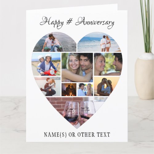 Heart Photo Collage Script Anniversary Card