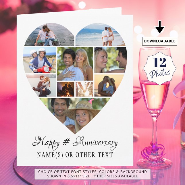 Heart Photo Collage Script Anniversary Card (Creator Uploaded)