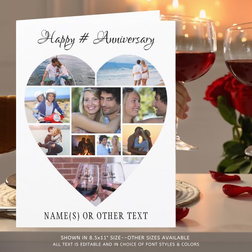 Heart Photo Collage Script Anniversary Card