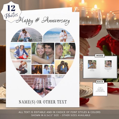 Heart Photo Collage Script Anniversary Card