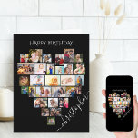 Heart Photo Collage Script Name Birthday Card<br><div class="desc">Say Happy Birthday with a love heart photo collage, personalized birthday card. The photo template is set up for you to add your pictures, working in rows from top to bottom. The photo collage holds 29 photos which are displayed in a mix of portrait, landscape and square / instagram formats....</div>