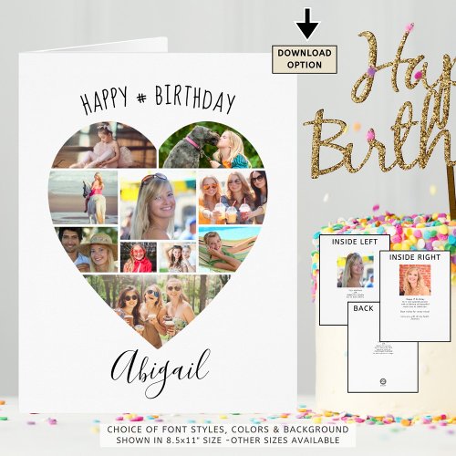 Heart Photo Collage Script Personalized Birthday