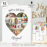Heart Photo Collage Script Personalized Birthday Cards<br><div class="desc">Celebrate a birthday with BIG memories on a BIG photo collage greeting card in 8.5x11" (other sizes available). Customize with your personal greeting and well wishes as all text is editable on the cover as well as inside and on the back. The design features a photo collage in a heart...</div>