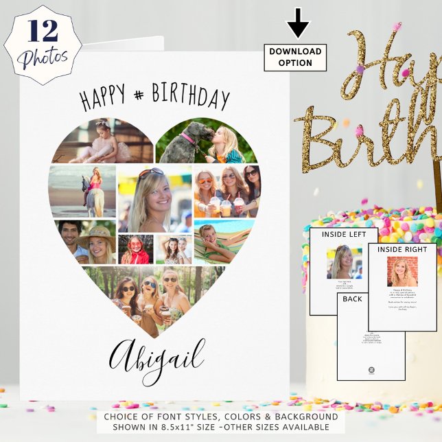 Heart Photo Collage Script Personalized Birthday Cards (Creator Uploaded)