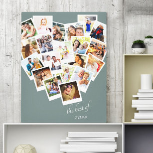 Heart Photo Collage The Best of   Custom Year Canvas Print