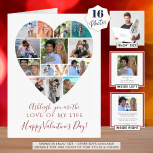 Heart Photo Collage Valentines Day Custom Text Card
