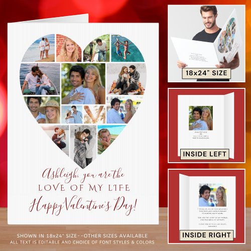Heart Photo Collage Valentines Day Custom Text Card