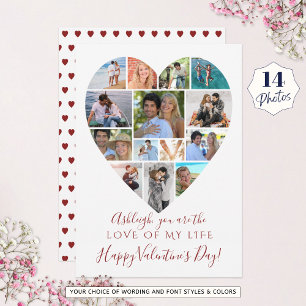 Heart Photo Collage Valentines Day Custom Text Holiday Card