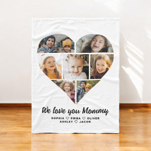 Heart Photo Collage We Love You Mommy Fleece Blanket